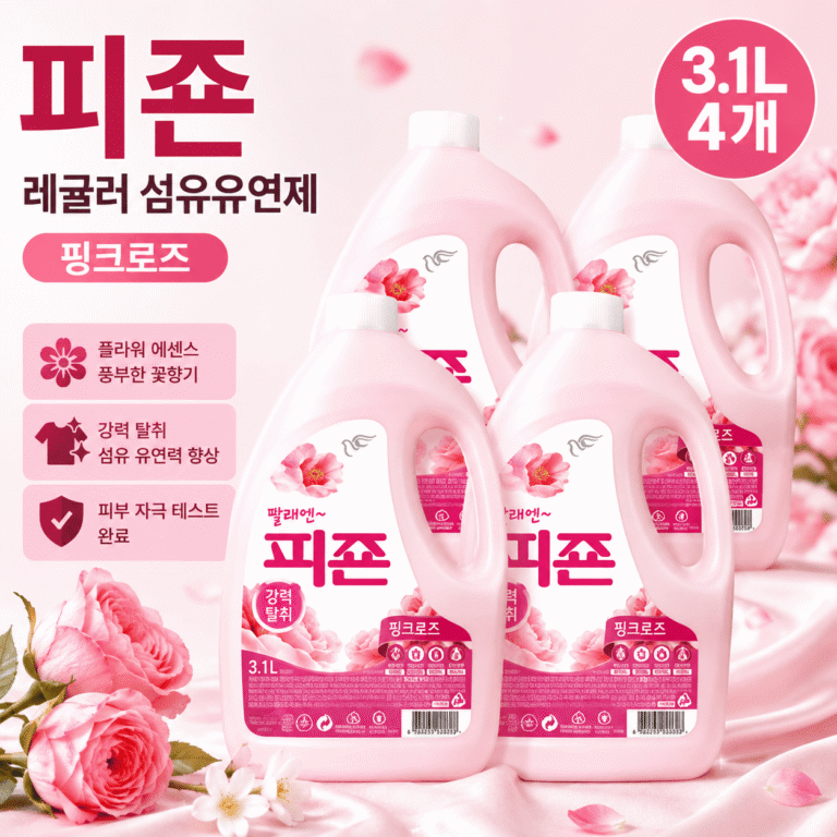 피죤 레귤러 섬유유연제 핑크로즈 3.1L 4개, 플라워 에센스의 풍부한 꽃향기